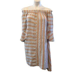 ❤️ 4/$20 Cato off-shoulder dress Women's small Striped asymmetrical flowy cute